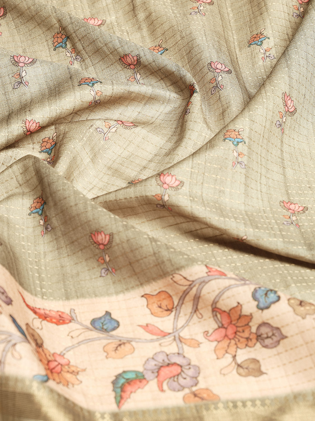 Floral Printed Tussar Saree