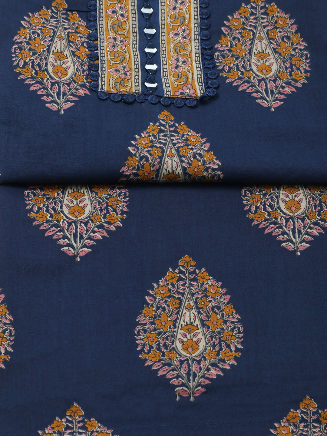 Embroidered Cotton Unstitched Suit With Pant &amp; Dupatta