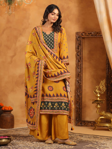 Printed Muslin Kurta With Pants & Dupatta