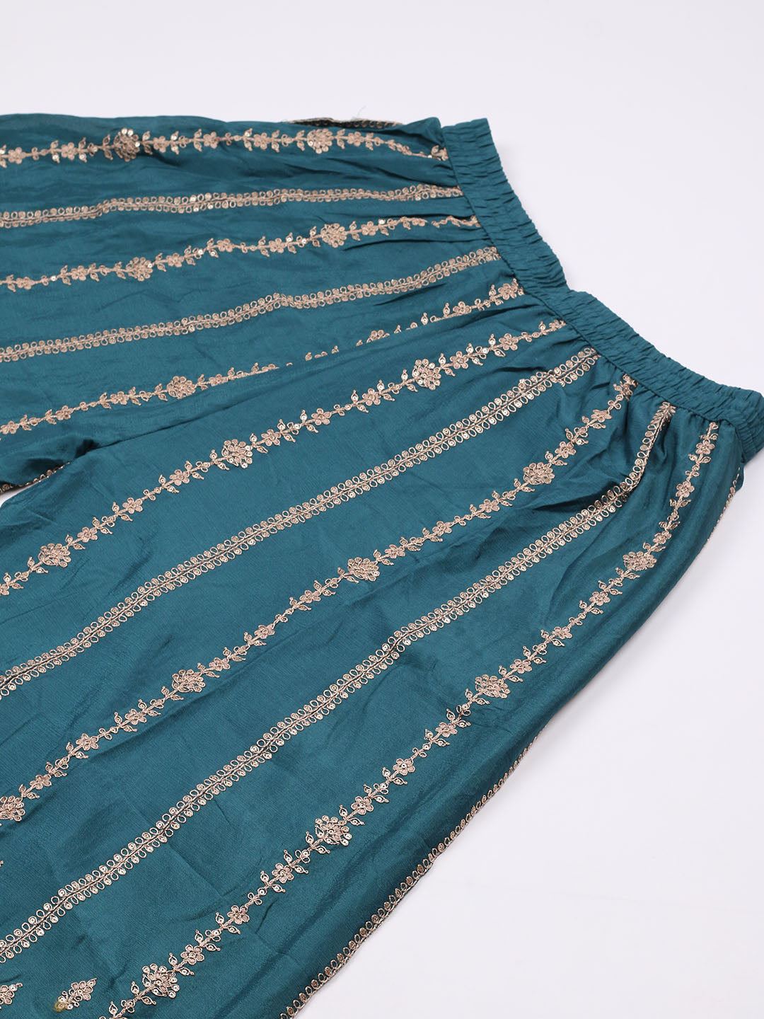 Embroidered Chinon Unstitched Suit With Pant &amp; Dupatta