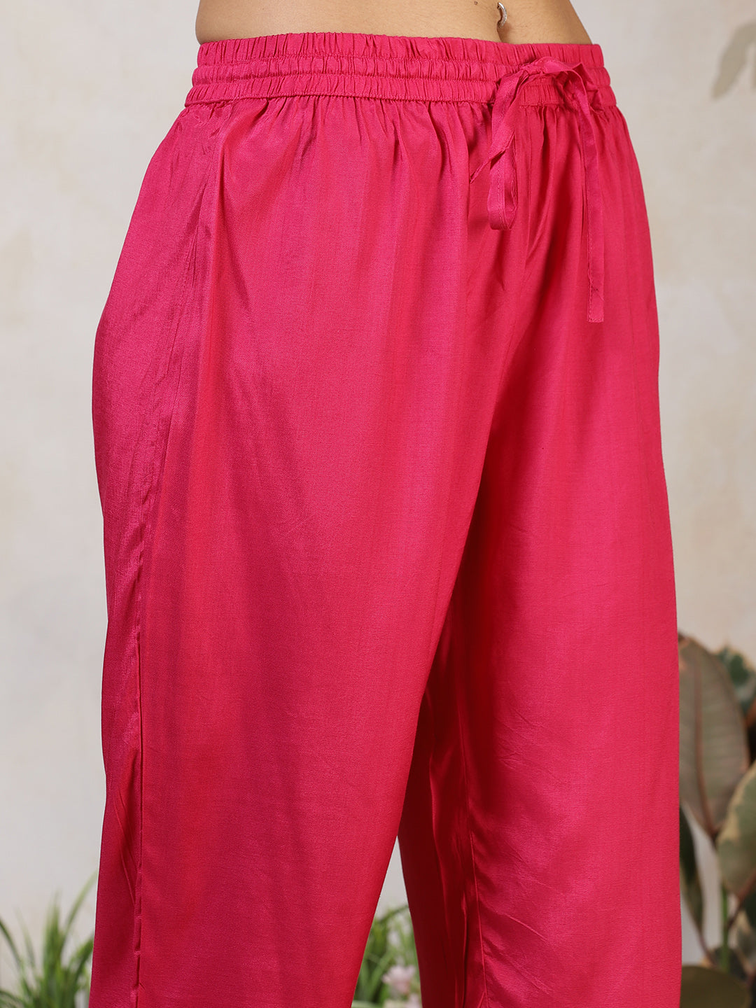 Embroidered Georgette Kurta With Pants & Dupatta