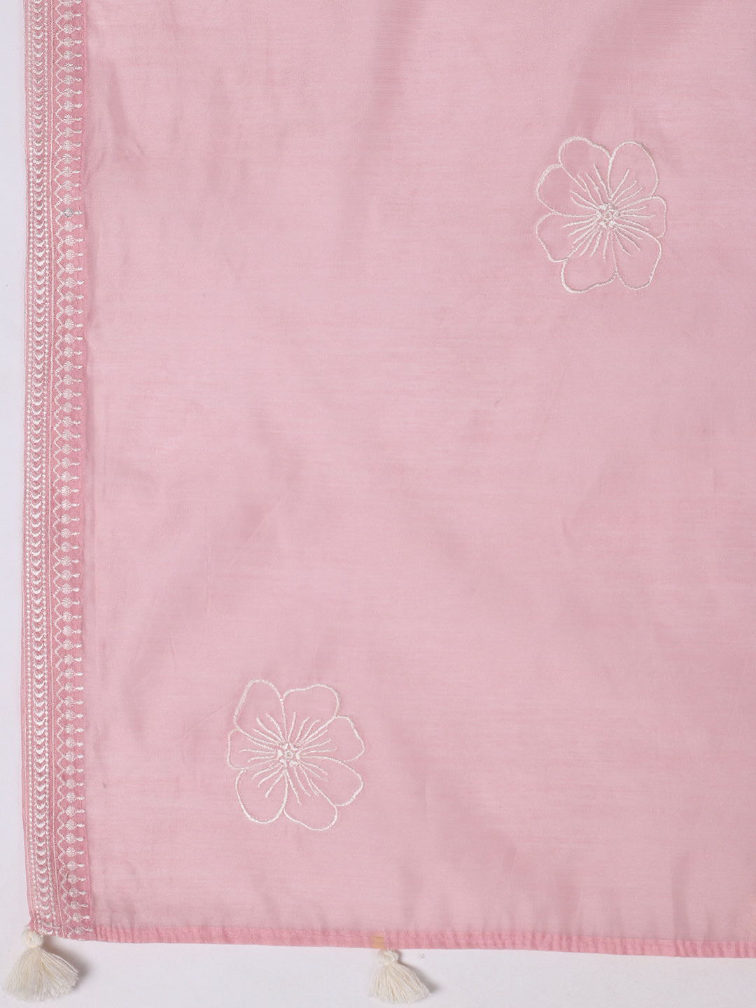 Embroidered Chanderi Kurta With Pant & Dupatta
