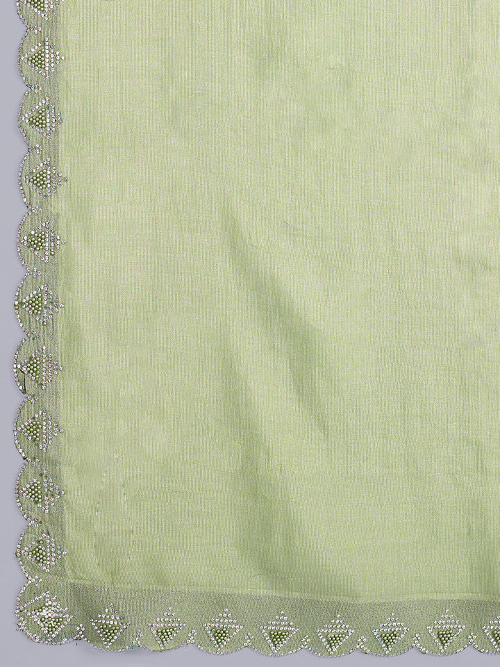 Embroidered Chinon Saree