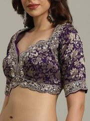 Embroidered Tissue Choli With Lehenga & Dupatta