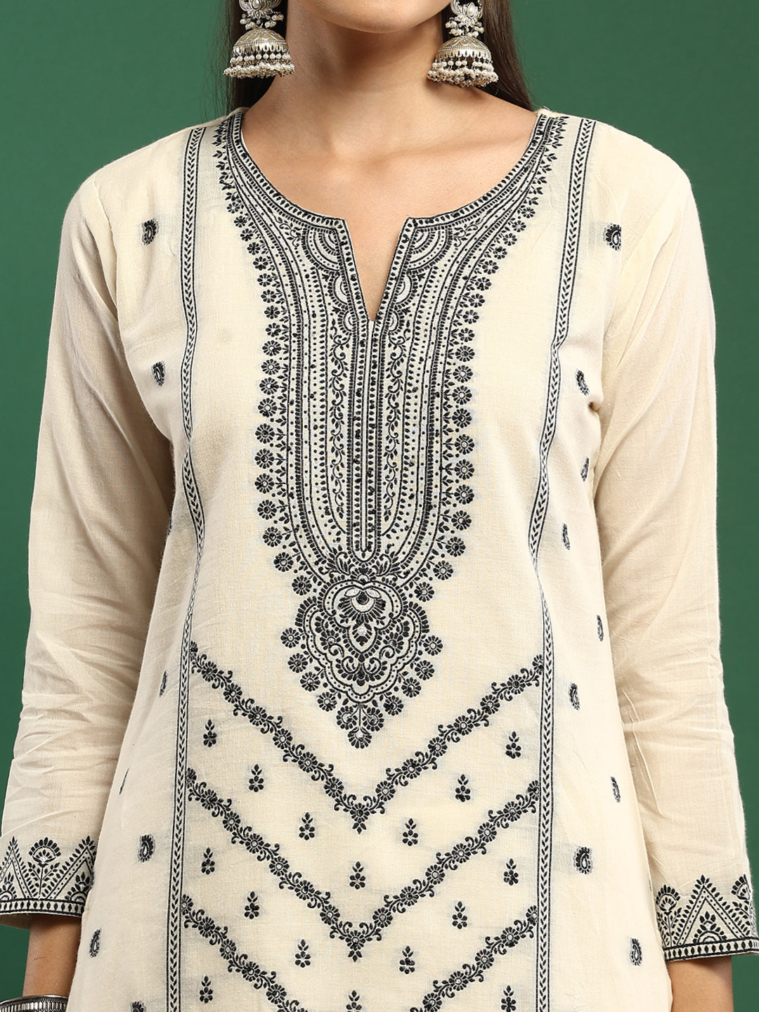 Printed Cotton Blend Kurta With Pant &amp; Dupatta