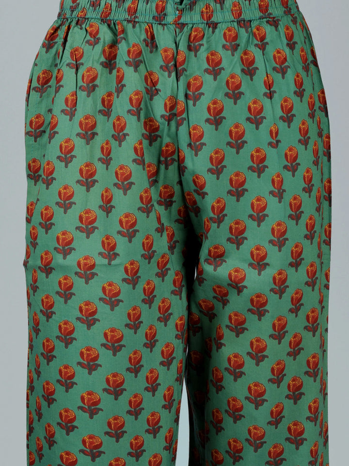 Printed Cotton Blend Kurta With Pant &amp; Dupatta