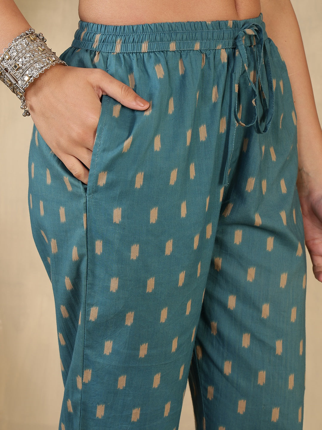 Printed Cotton Blend Suit With Pant &amp; Dupatta