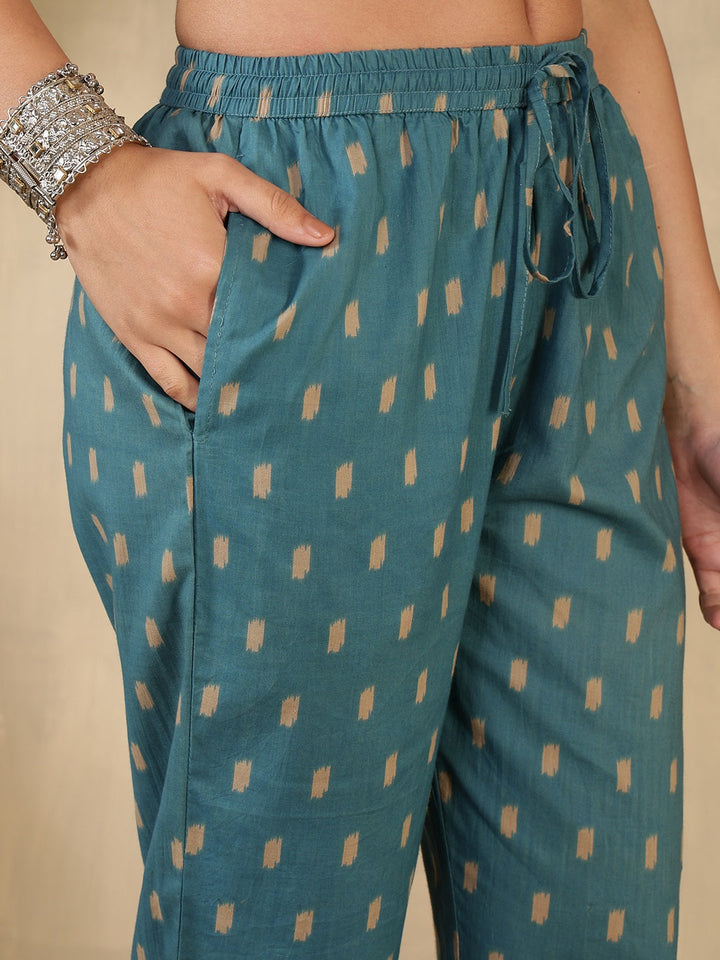 Printed Cotton Blend Suit With Pant &amp; Dupatta