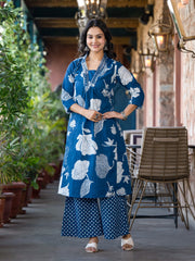 Printed Cotton Blend Kurta With Pants & Dupatta