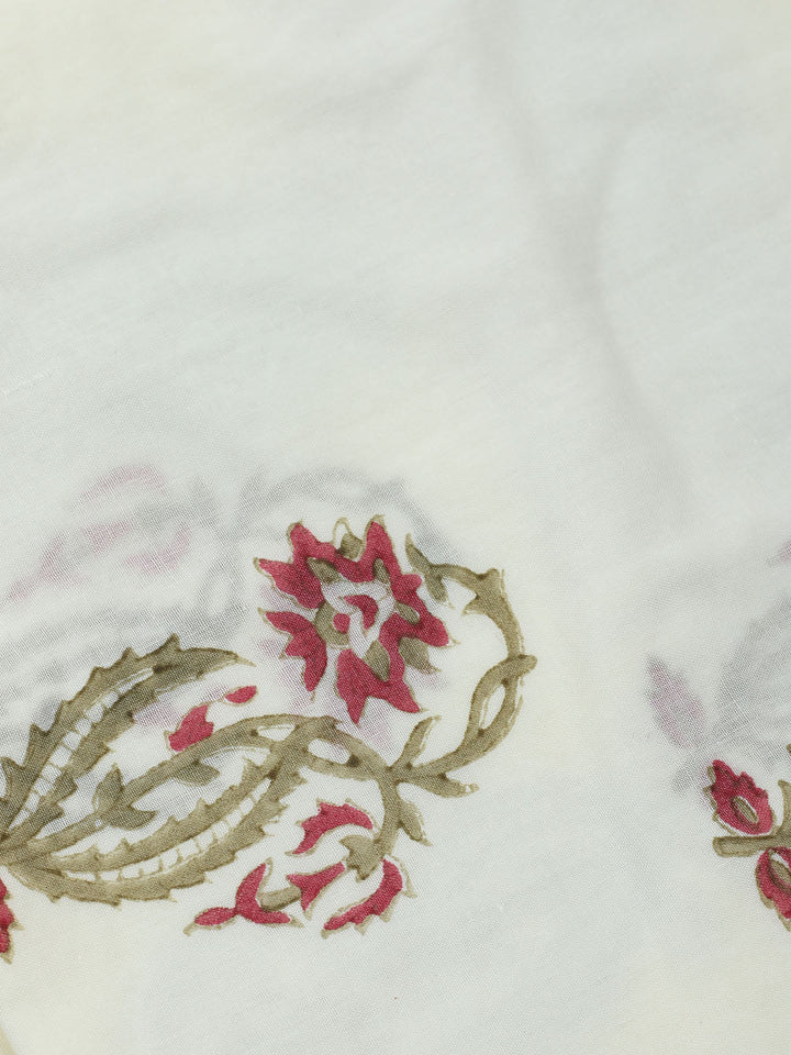 Printed Cotton Blend Unstitched Suit With Pant &amp; Dupatta