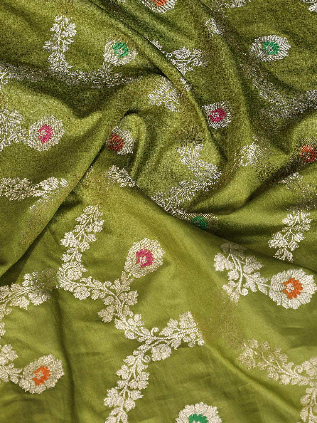 Zari Border Booti Cotton Blend Woven Saree