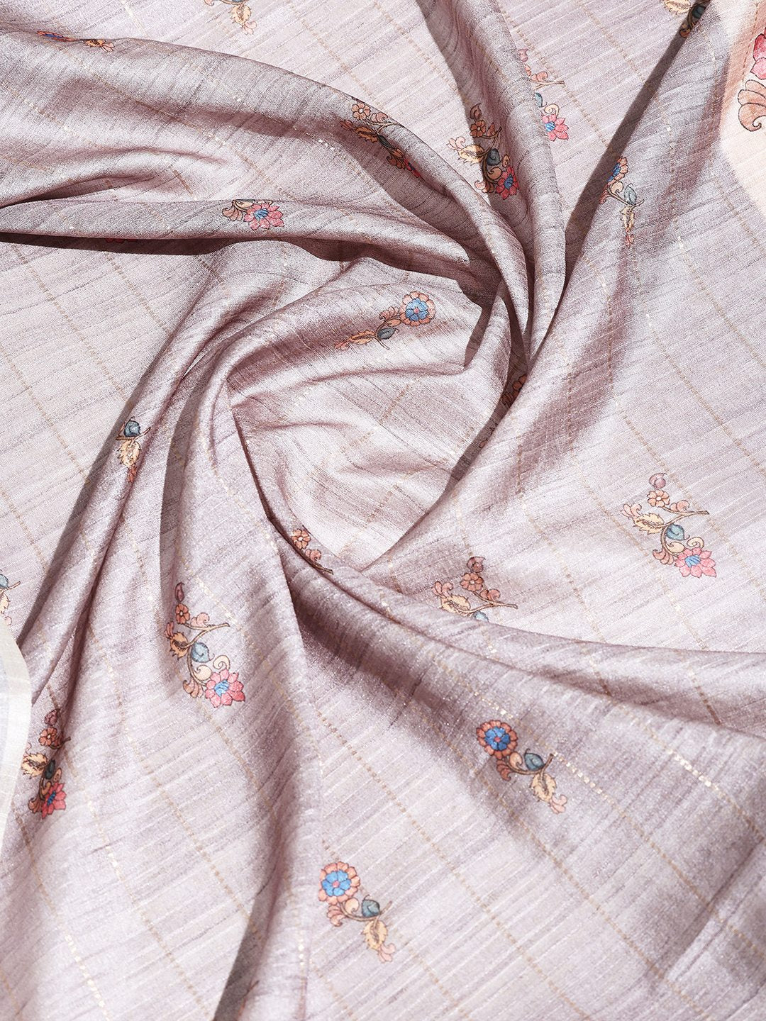 Floral Printed Tussar Silk Saree