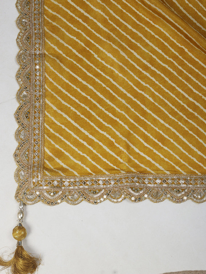 Woven Design Tissue Stitched Kurta With Pant &amp; Dupatta
