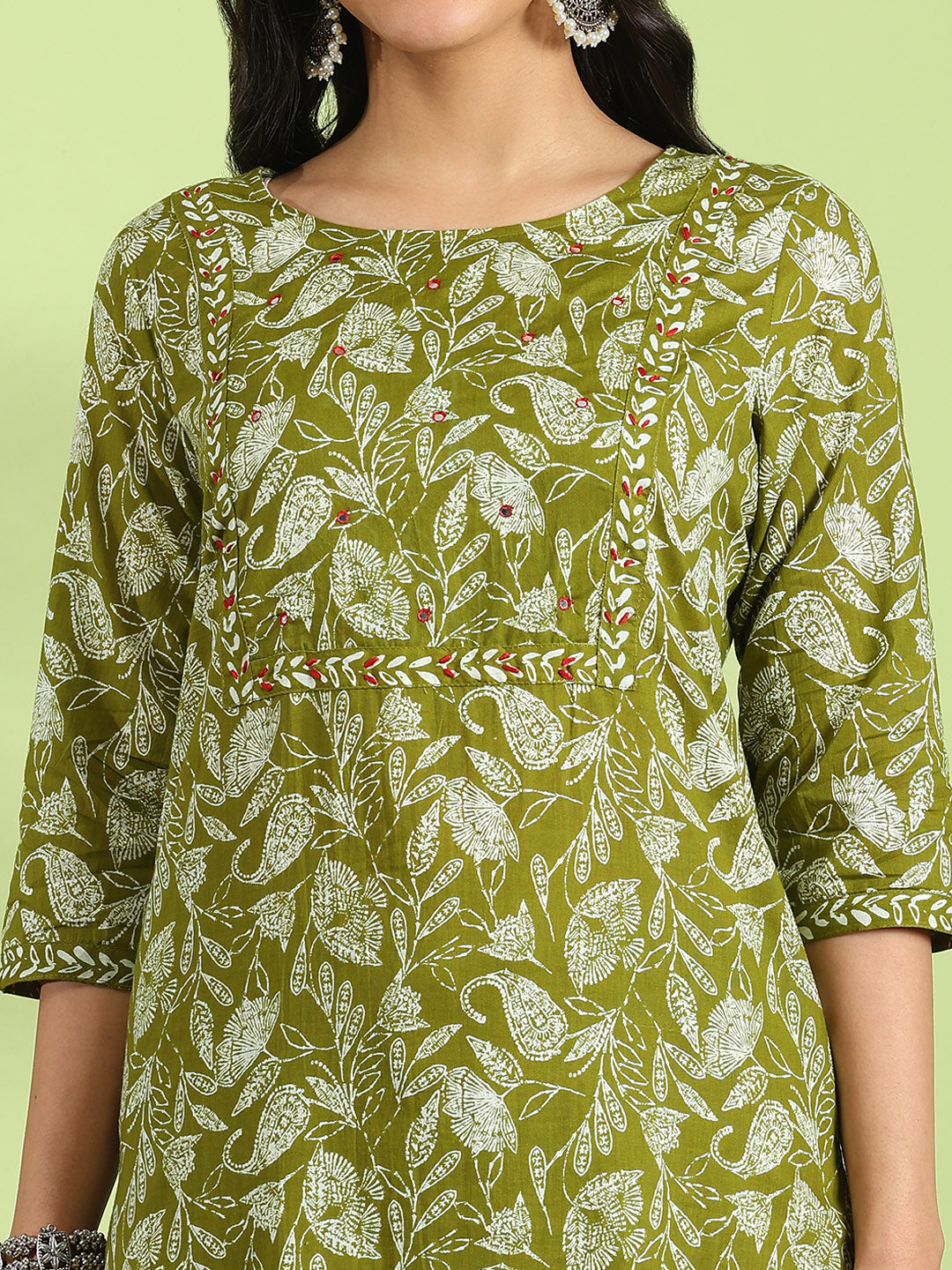 Printed Cotton Kurta With Pant &amp; Dupatta