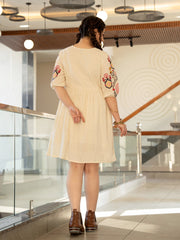 Resham Embroidered Cotton Blend Dress