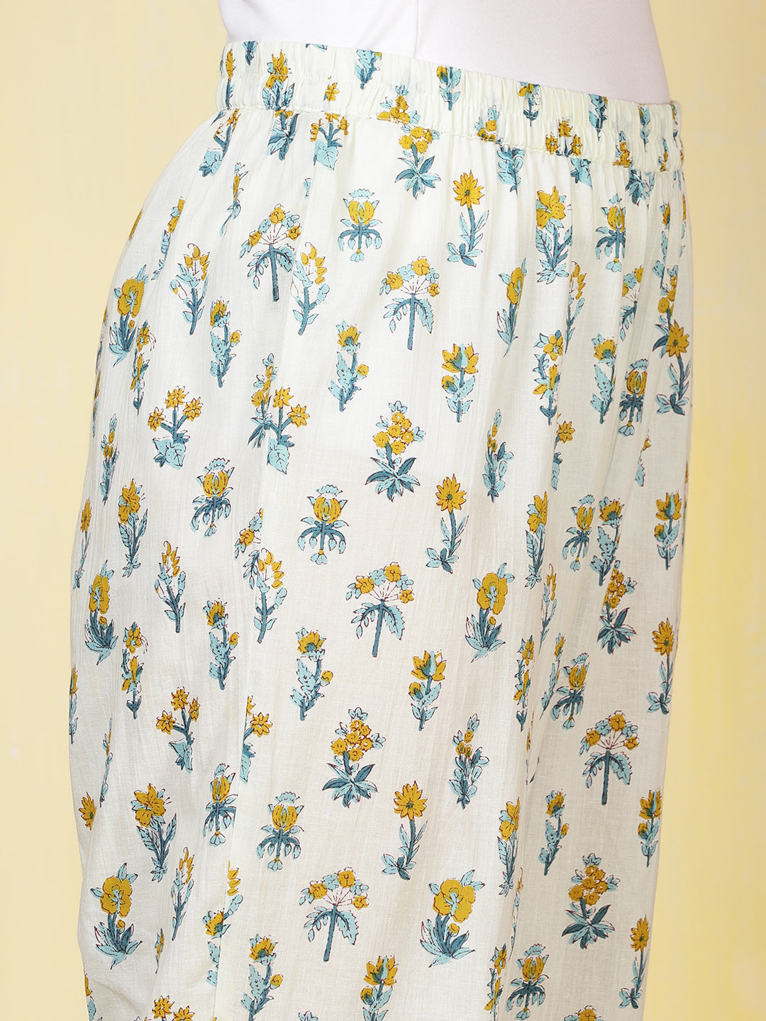 Printed Cotton Blend Kurta With Pants &amp; Dupatta