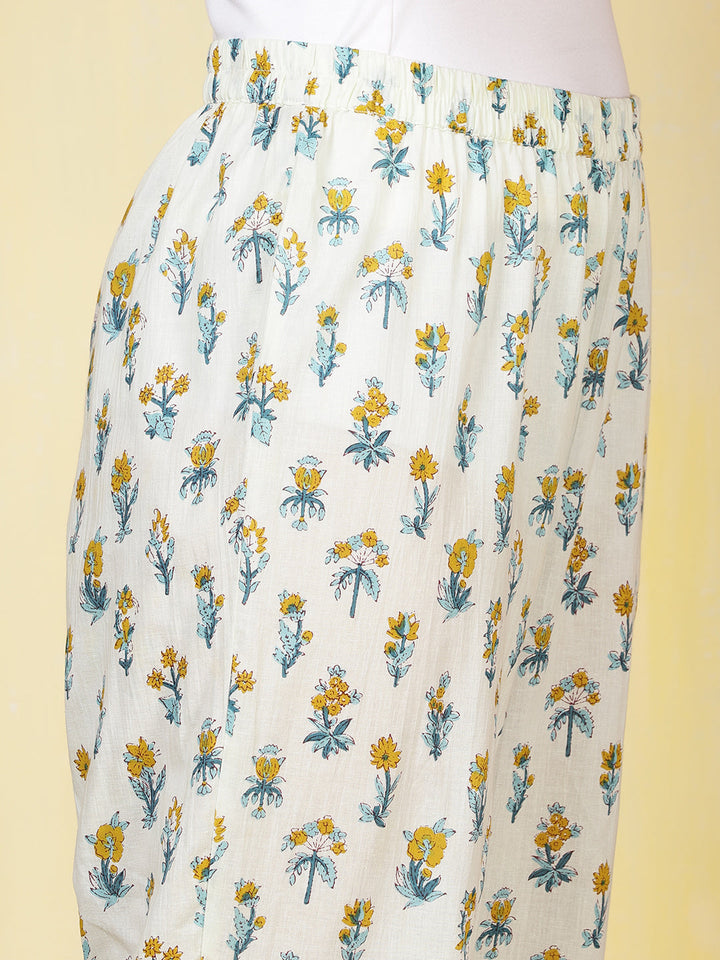 Printed Cotton Blend Kurta With Pants &amp; Dupatta