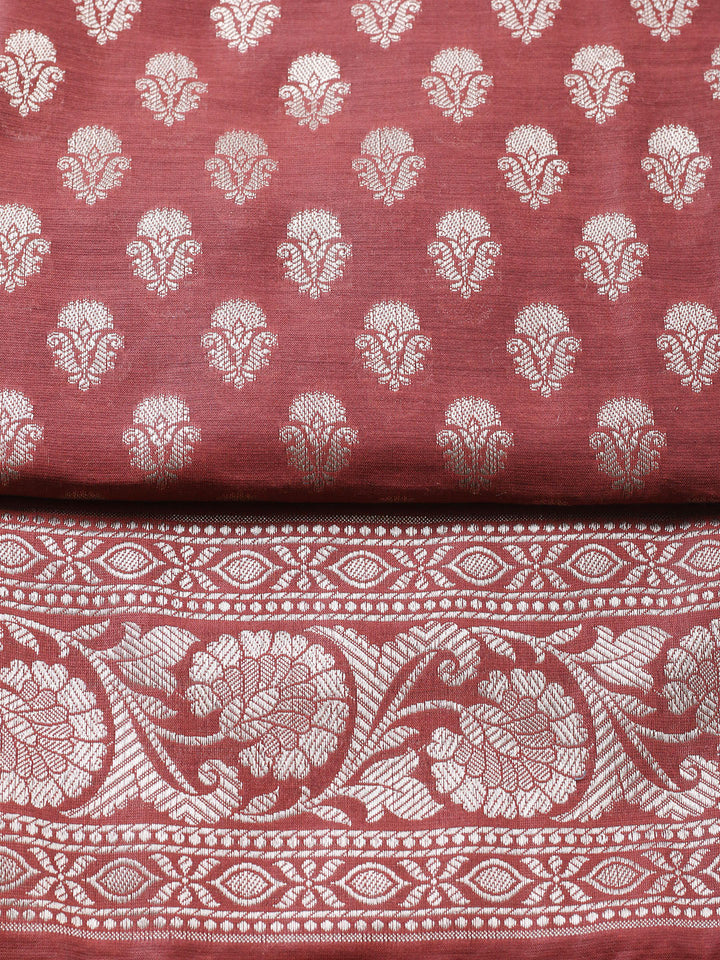 Banarasi Chanderi Unstitched Suit With Pant &amp; Dupatta