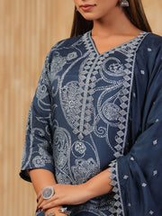 Printed Muslin Kurta With Pants & Dupatta