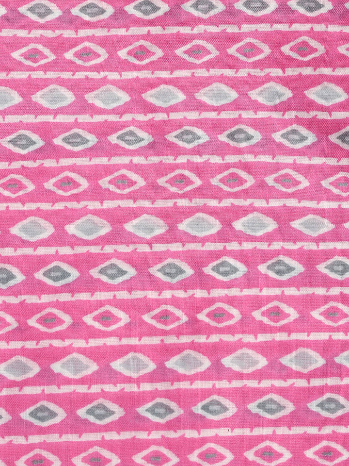 Printed Cotton Blend Unstitched Suit With Dupatta