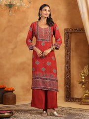 Printed Muslin Kurta With Palazzo & Dupatta