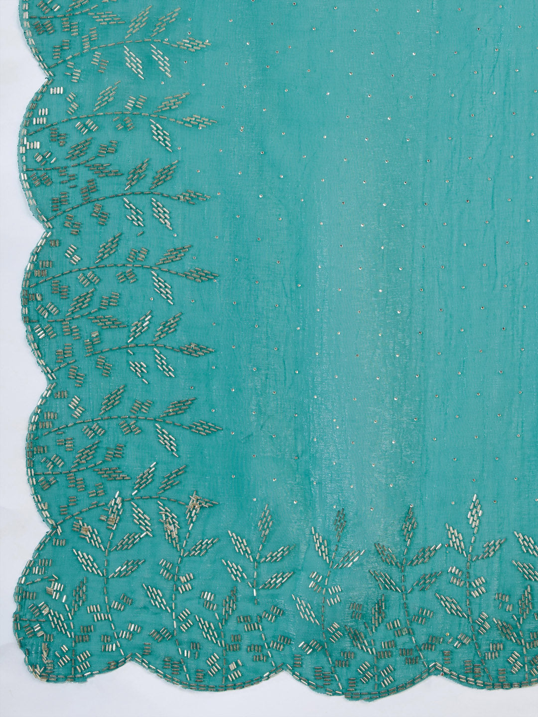 Stone Embroidery Chinon Saree