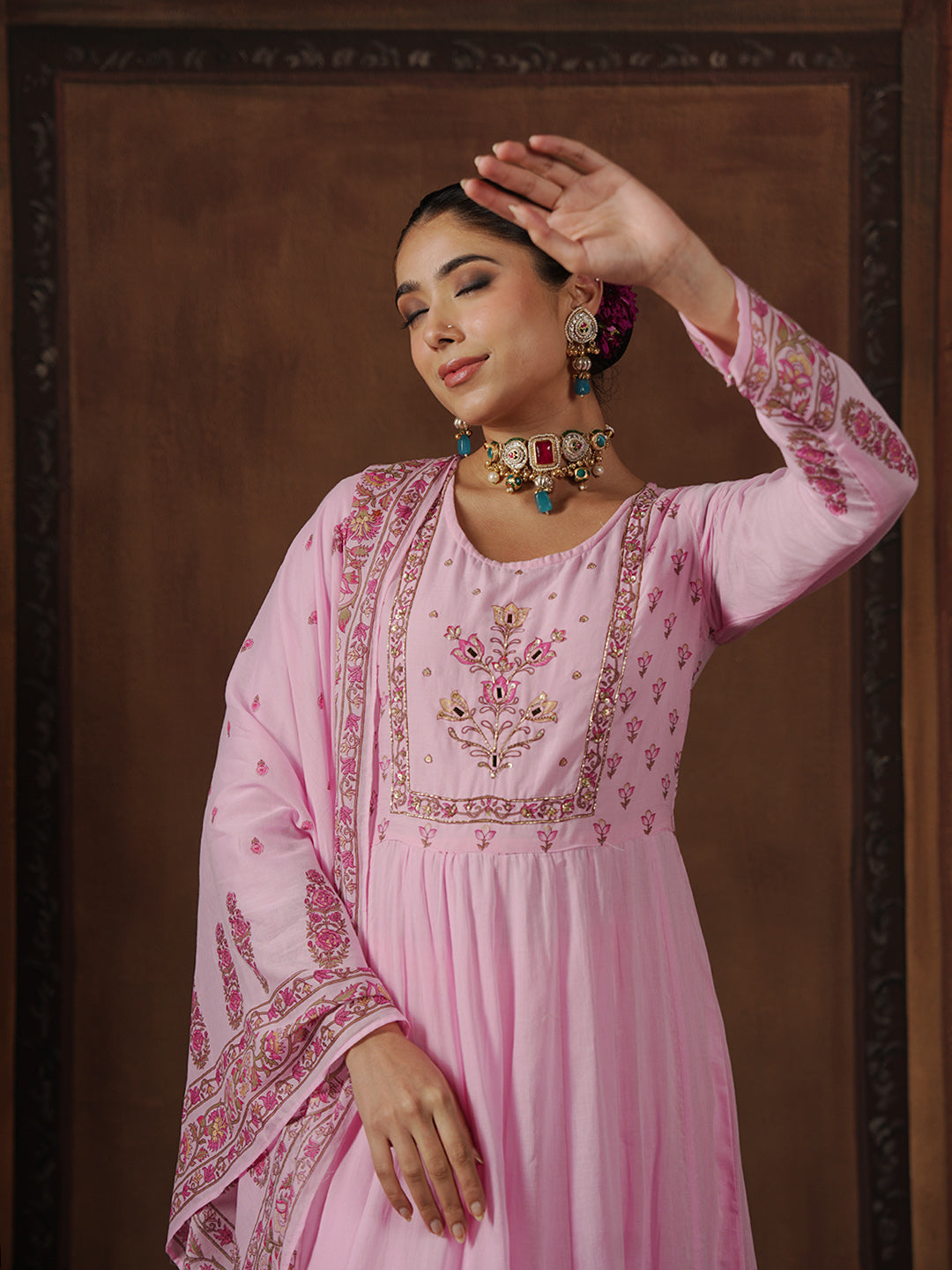Woven Design Cotton Blend Kurta With Pant &amp; Dupatta