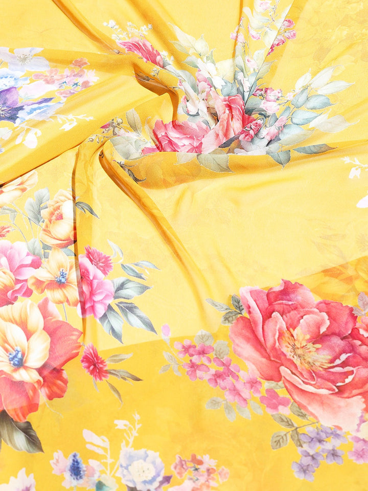 Floral Printed Georgette Saree