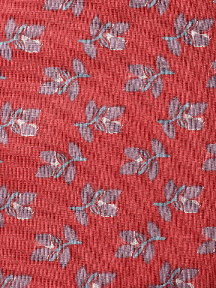 Printed Cotton Blend Unstitched Suit With Dupatta