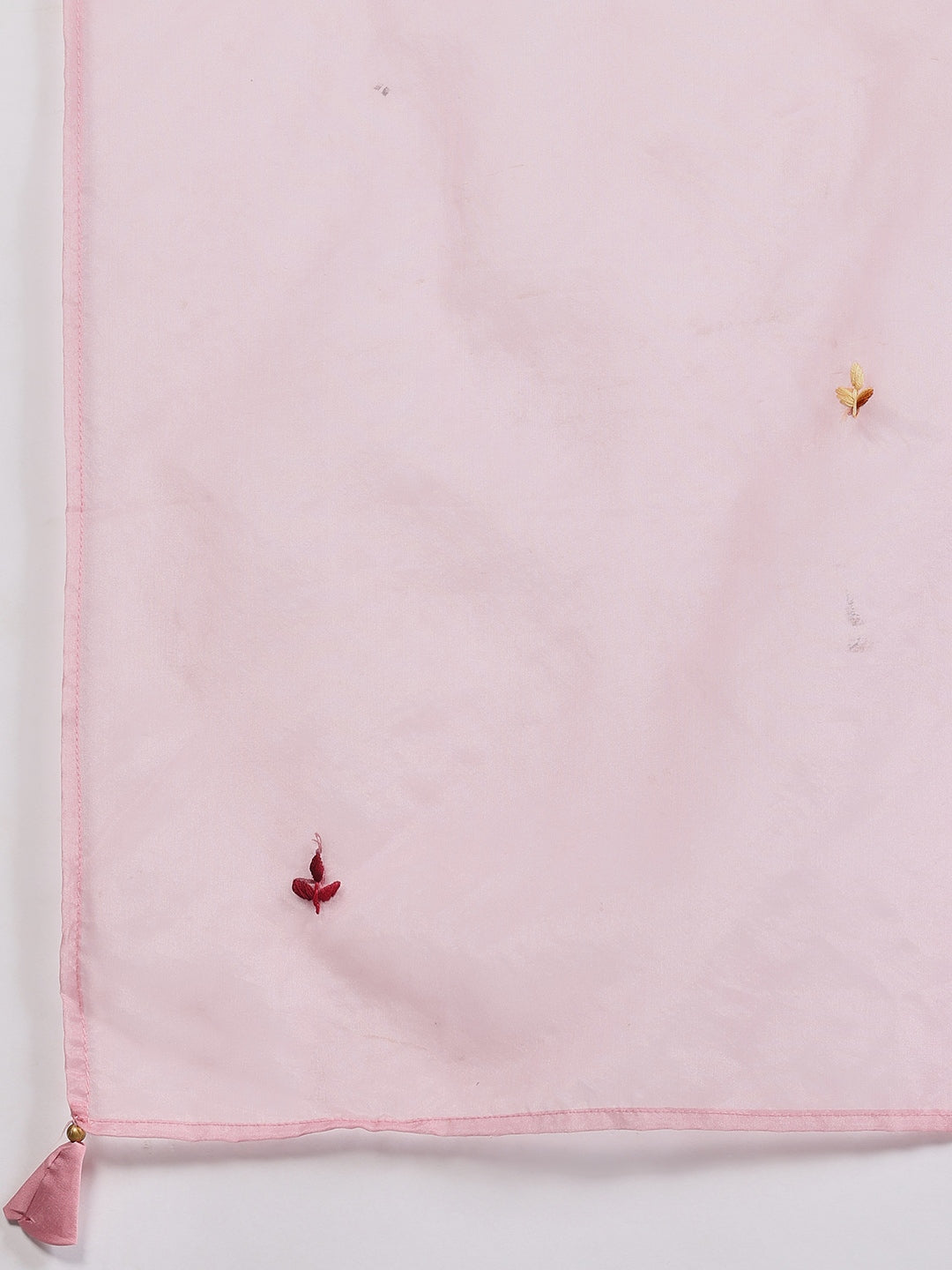 Pink Cotton Blend Embroidered A Line Suit Set