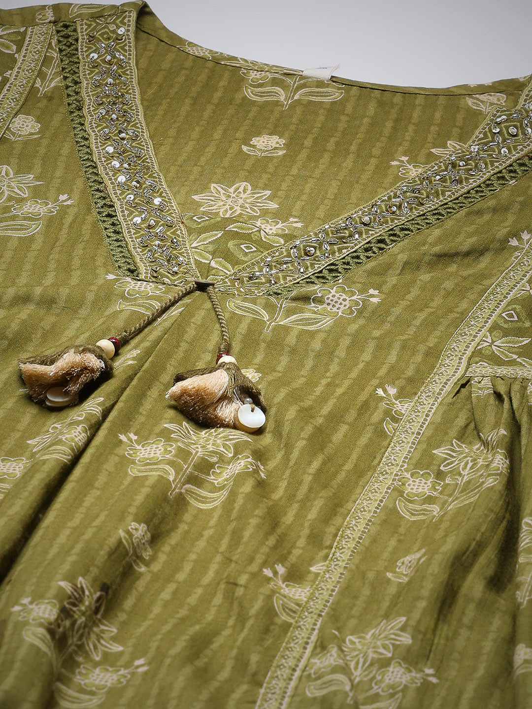 Mehndi Cotton Blend Printed Straight Suit Set