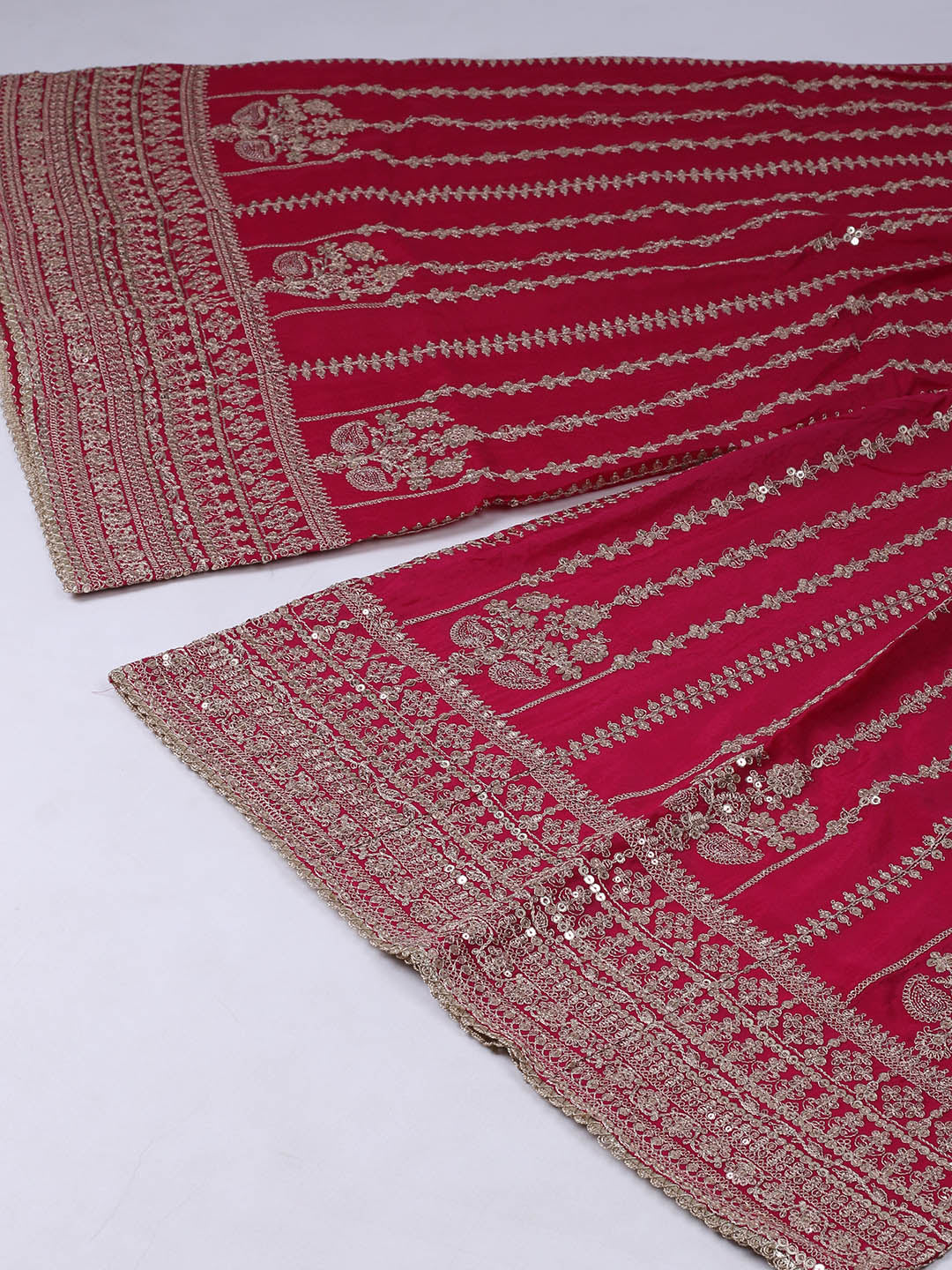 Embroidered Chinon Unstitched Suit With Pant &amp; Dupatta