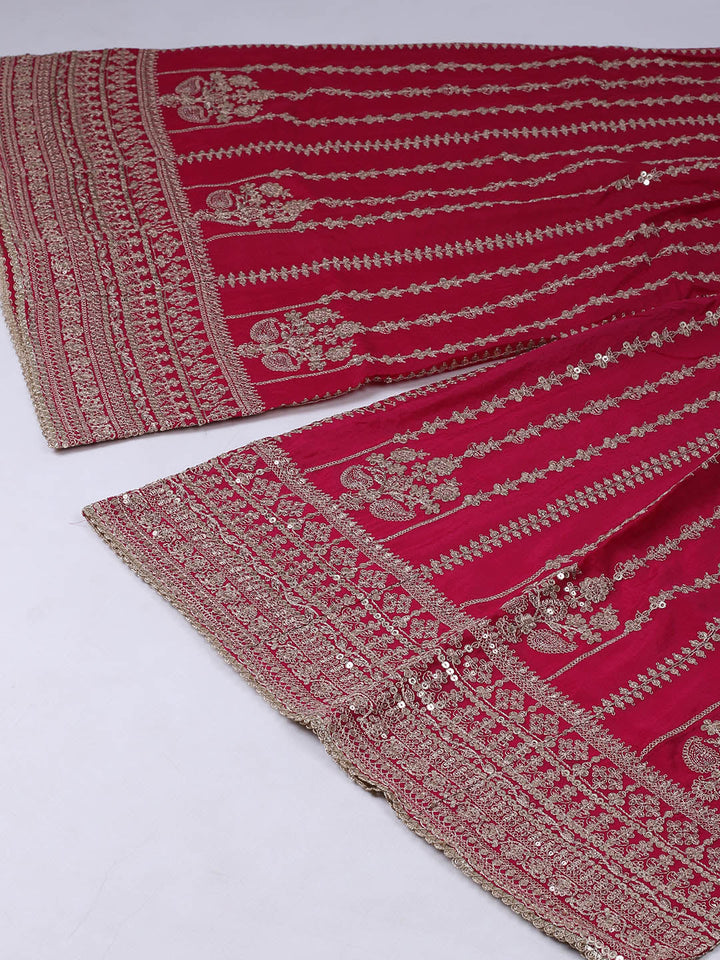 Embroidered Chinon Unstitched Suit With Pant &amp; Dupatta