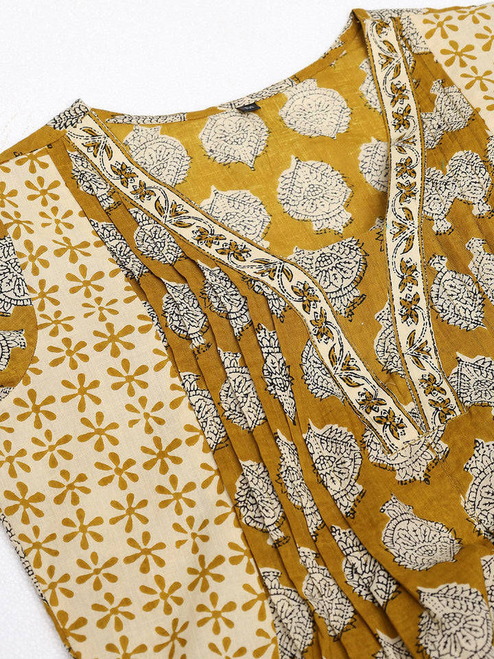 Printed Cotton Blend Kurta With Palazzo