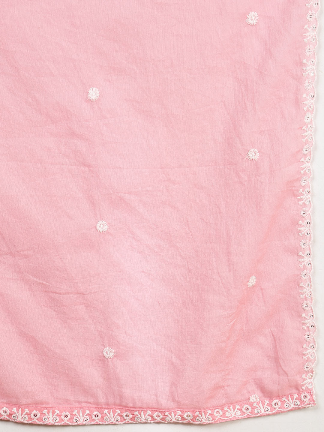 Embroidered Cotton Blend Kurta With Pants & Dupatta