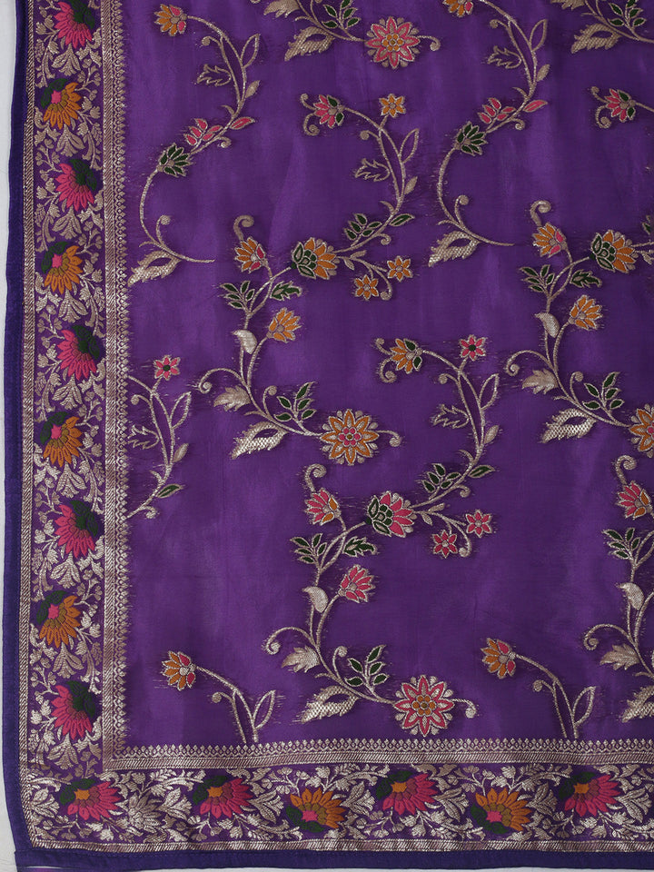 Embroidered Cotton Blend Stitched Kurta With Pant &amp; Dupatta
