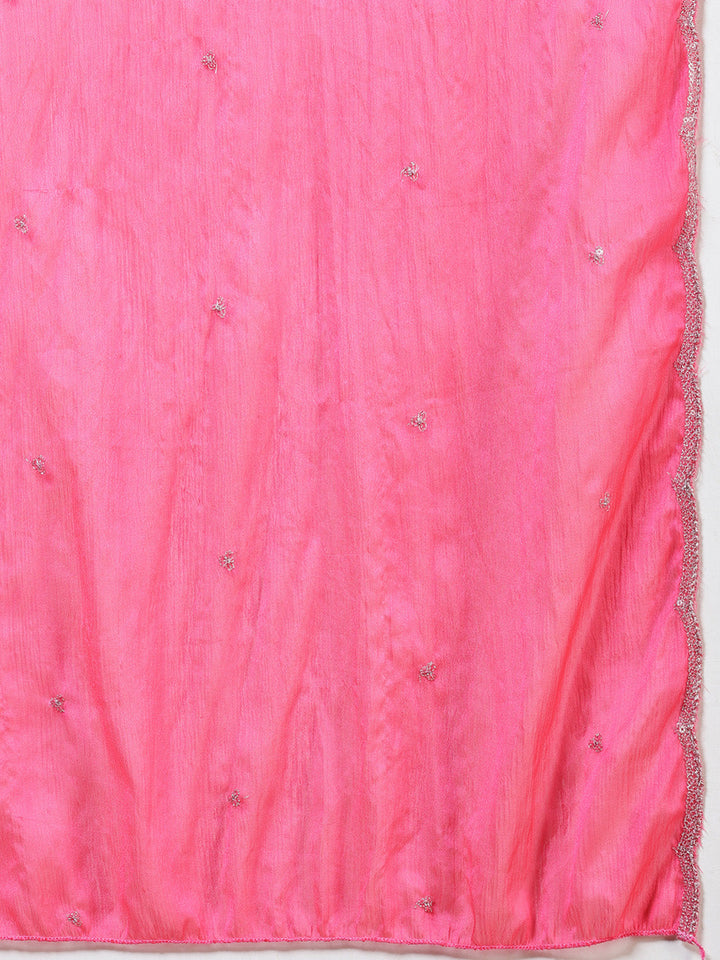 Embroidered Georgette Kurta With Pants &amp; Dupatta