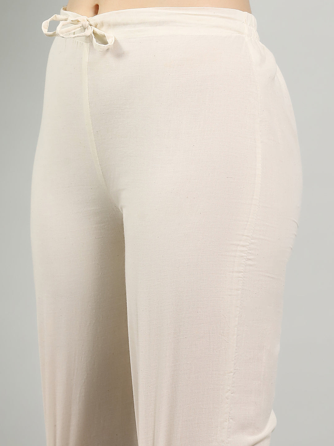 Neck Embroidered Cotton Blend Kurta With Pants &amp; Dupatta