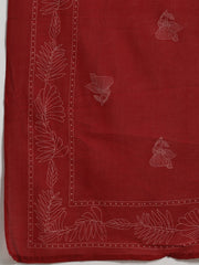 Threads Embroidery Cotton Blend Kurta With Pants