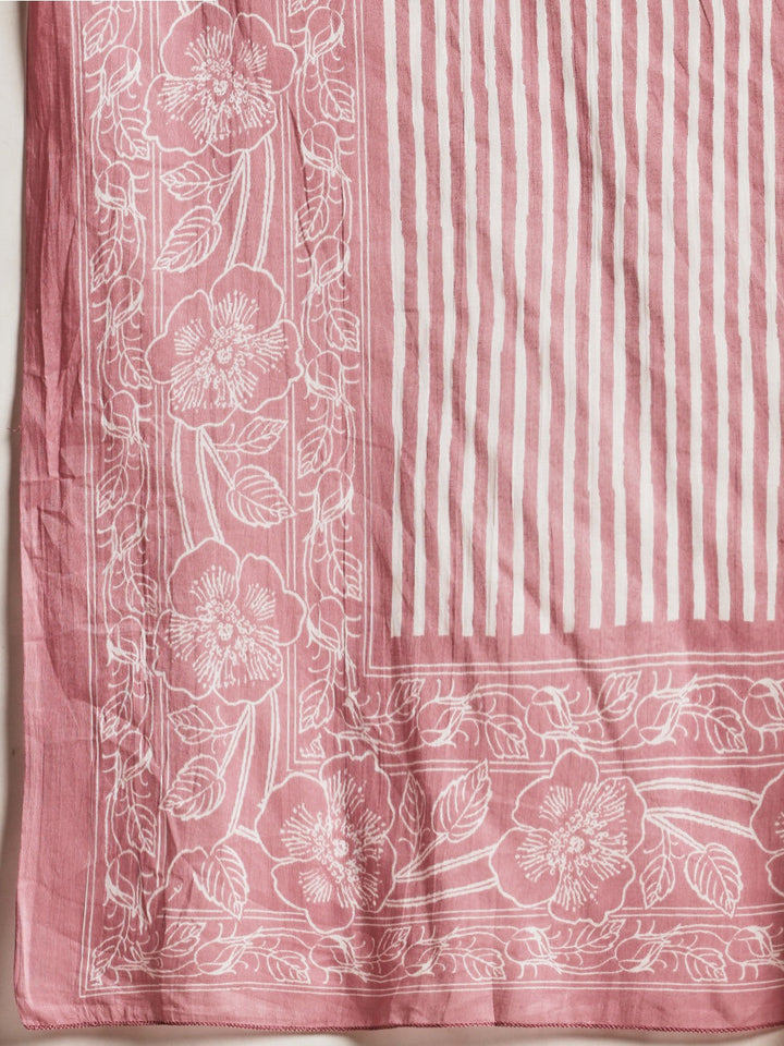 Printed Cotton Kurta With Pant &amp; Dupatta