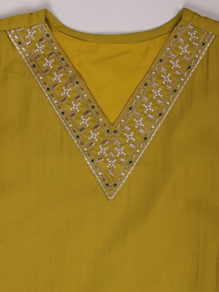 Embroidery Work Chanderi Kurta With Pant