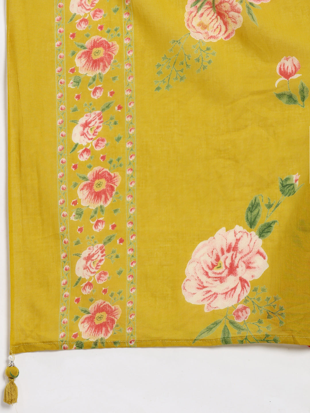 Printed Cotton Blend Kurta With Pants & Dupatta