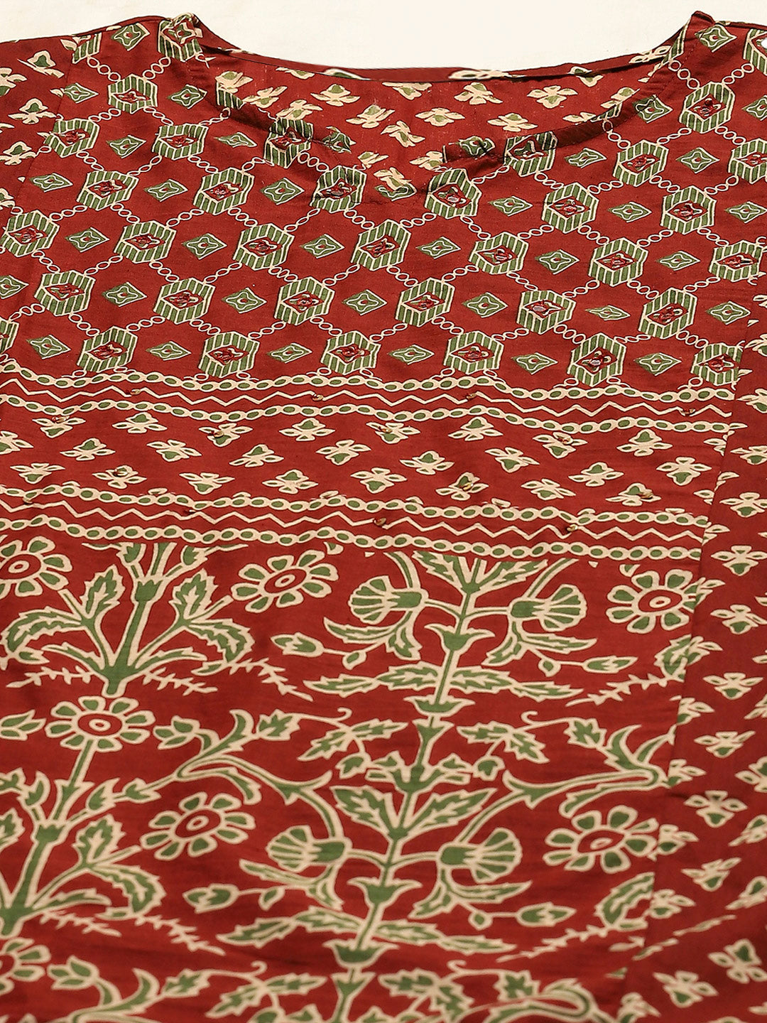 Printed Cotton Blend Kurta With Pants &amp; Dupatta