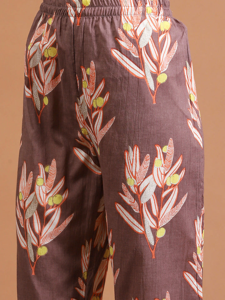 Printed Cotton Blend Kurta With Pants