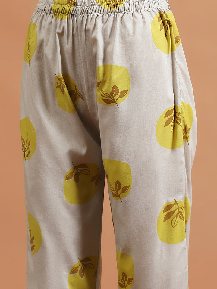 Printed Cotton Blend Kurta With Pants