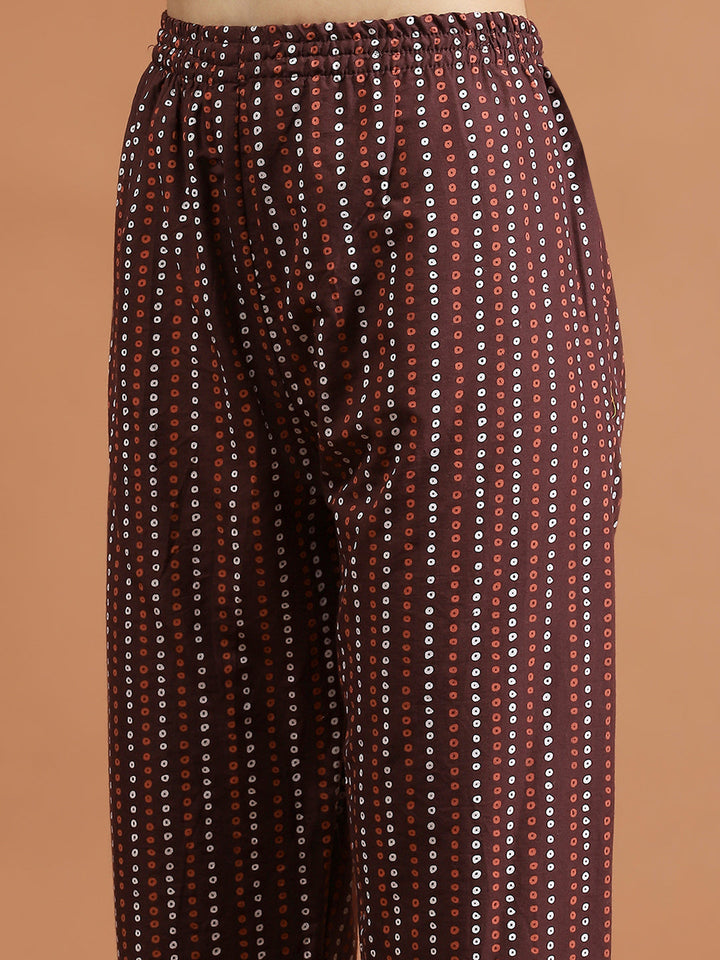 Printed Cotton Blend Kurta With Pants