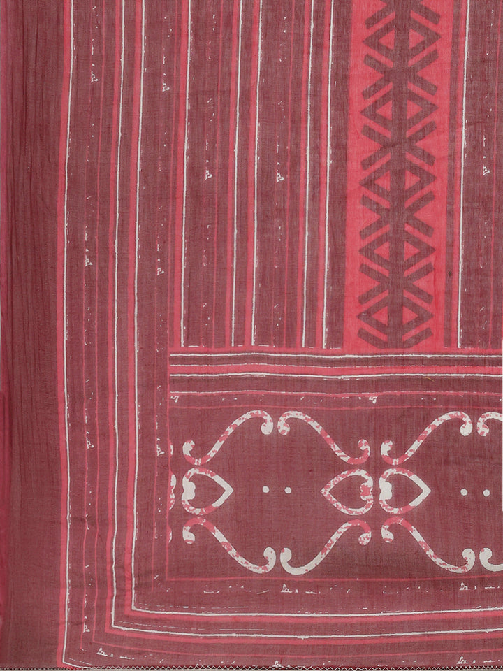 Printed Cotton Blend Kurta With Pants &amp; Dupatta