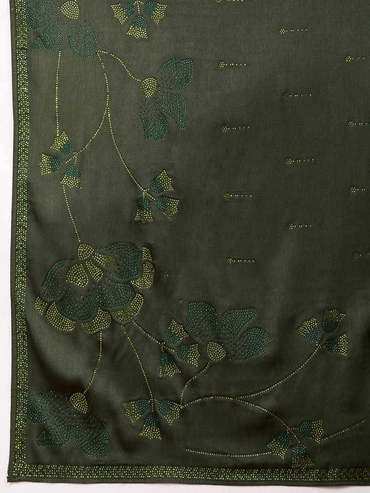 Embroidered Satin Saree