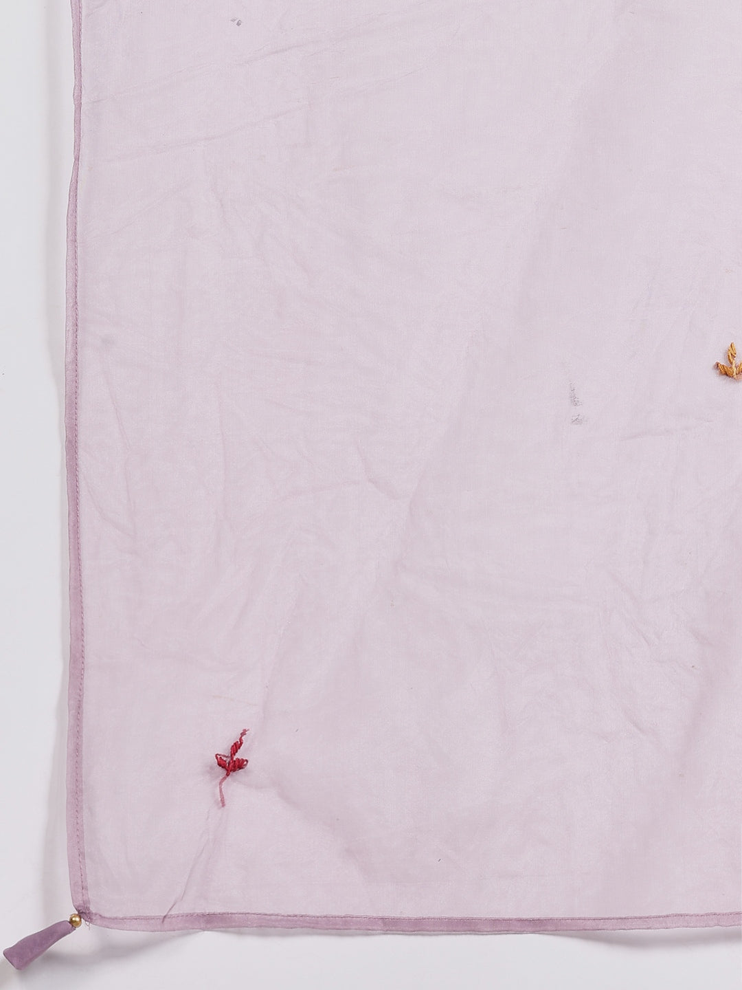 Lavender Cotton Blend Embroidered A Line Suit Set