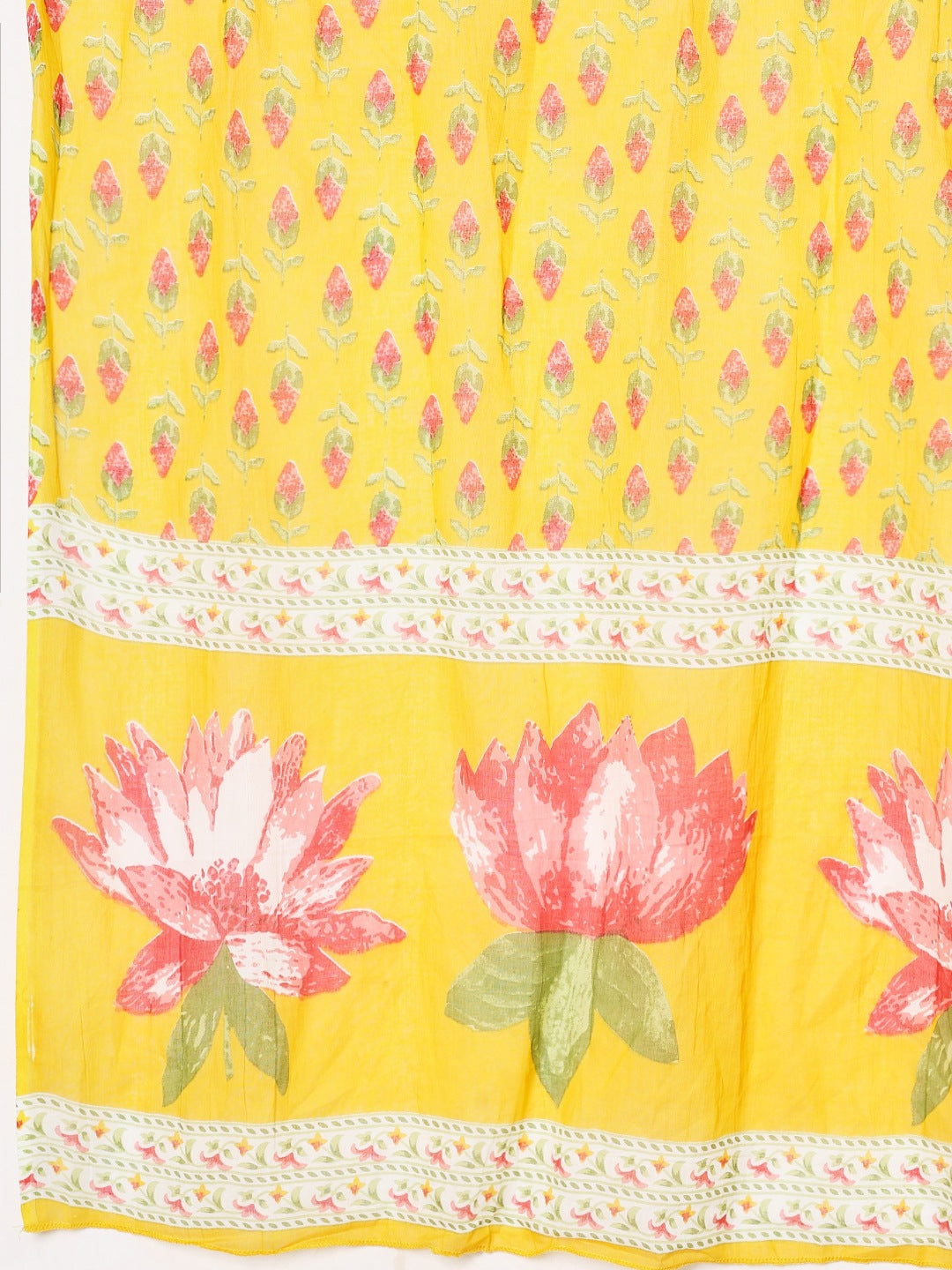 Floral Printed Cotton Blend Kurta With Pant &amp; Dupatta